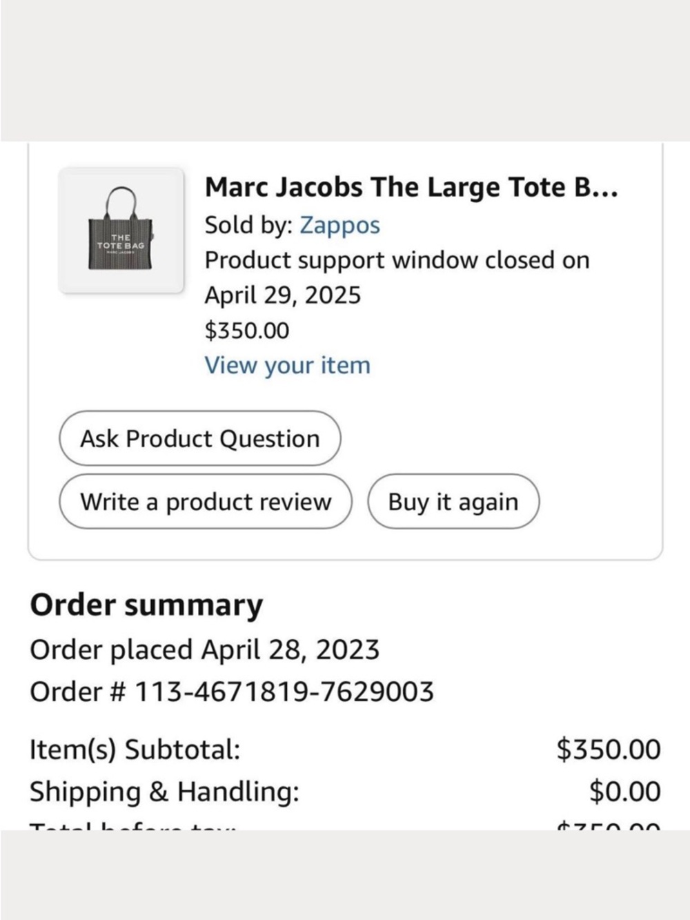 Marc Jacobs "THE TOTE BAG" - Black & Cream Logo Patterned Canvas Tote - Picture 7 of 8